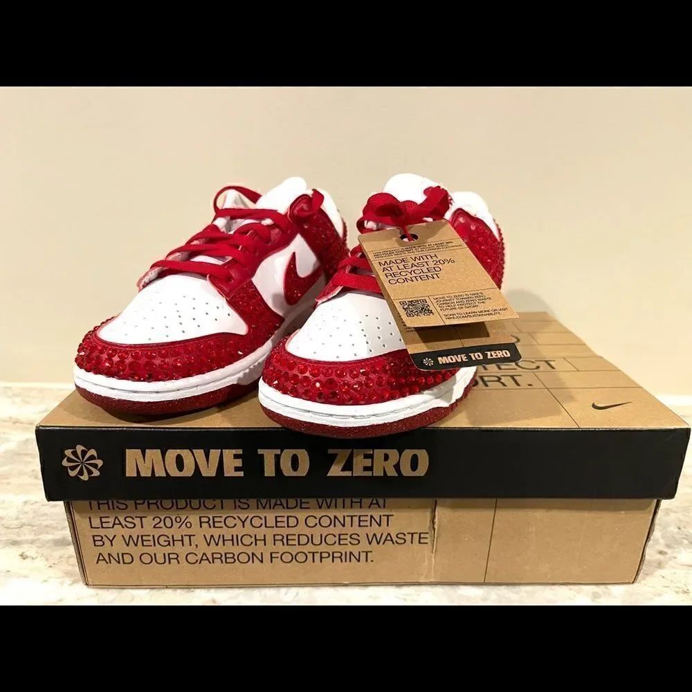 Nike Dunks with Ruby Red Gems - Picture 7 of 7